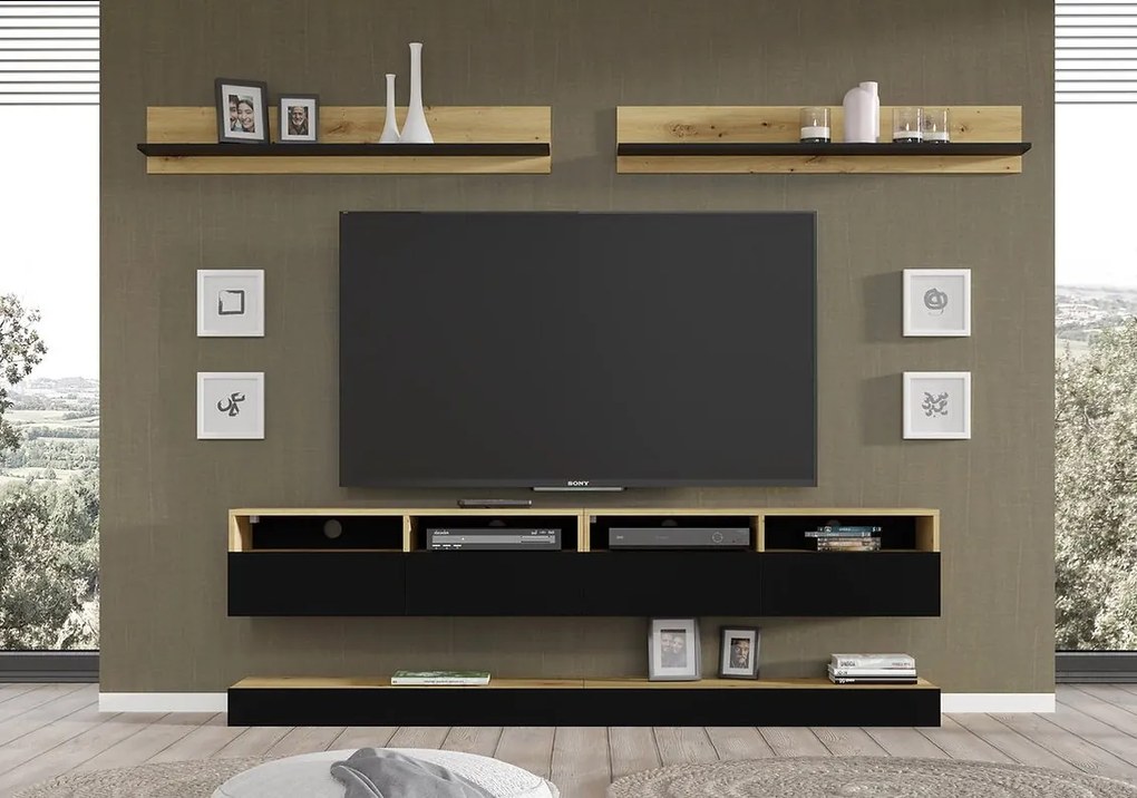 Mobilier living Dual D (Negru + Stejar artisan). 1124925