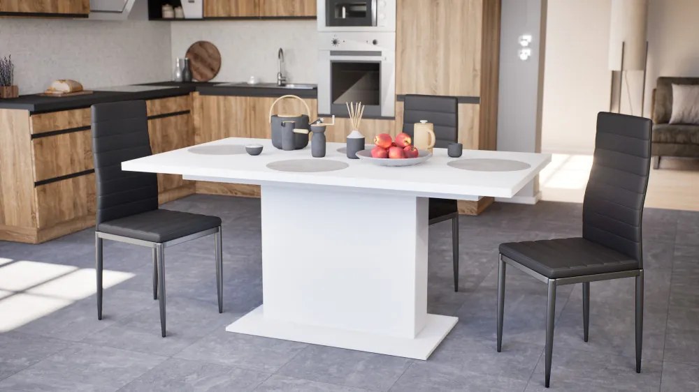 Scaun de masă Tino NOVA piele textilă neagră + metal - negru