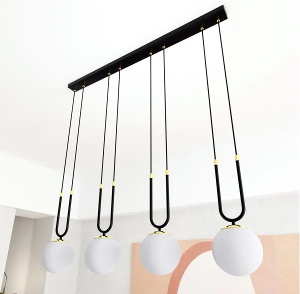 Lustră pe cablu GLAM 4xE14/10W/230V negru