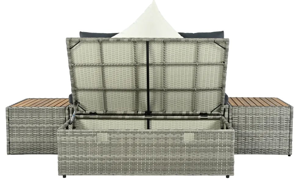Set rattan de grădină DEBRA, gri/natural/crem