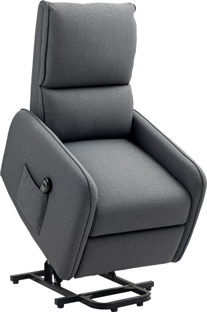 HOMCOM Fotoliu Electric Rabatabil cu Telecomandă, Suport pentru Picioare și Buzunar Lateral, 62x86,5x98 cm, Gri Cărbune | Aosom Romania