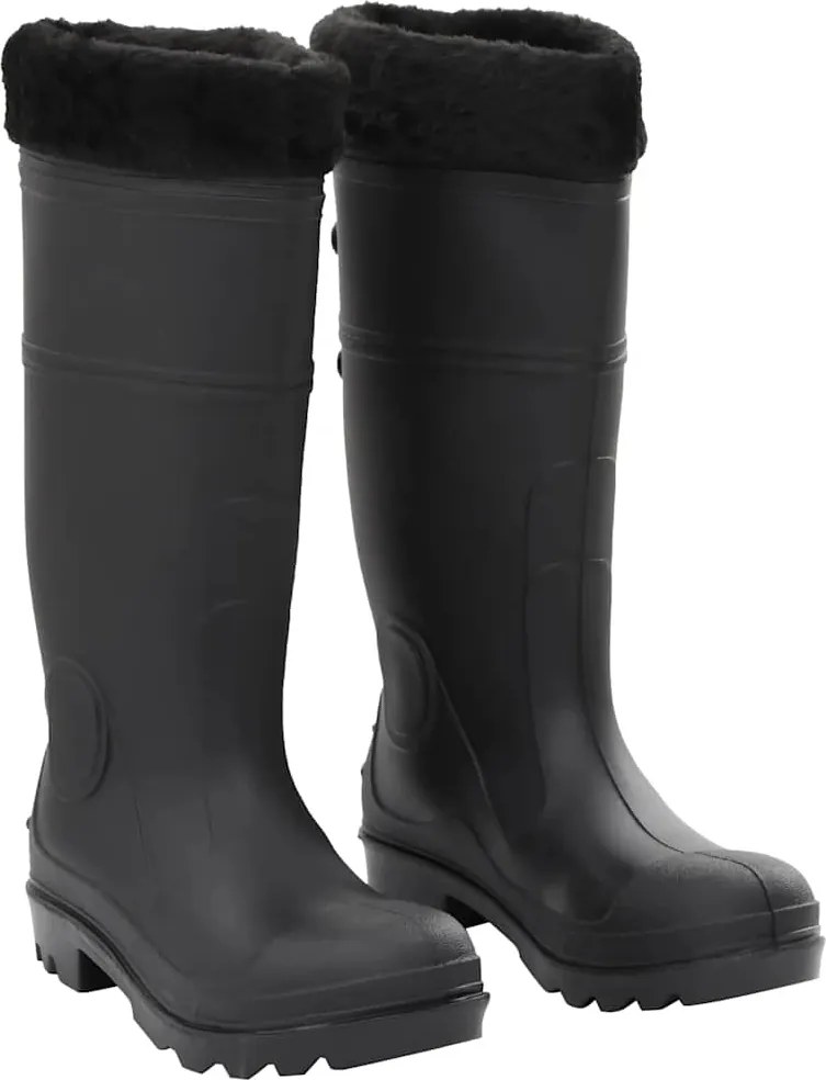 vidaXL Cizme de ploaie cu șosete detașabile, negru, mărime 40, PVC