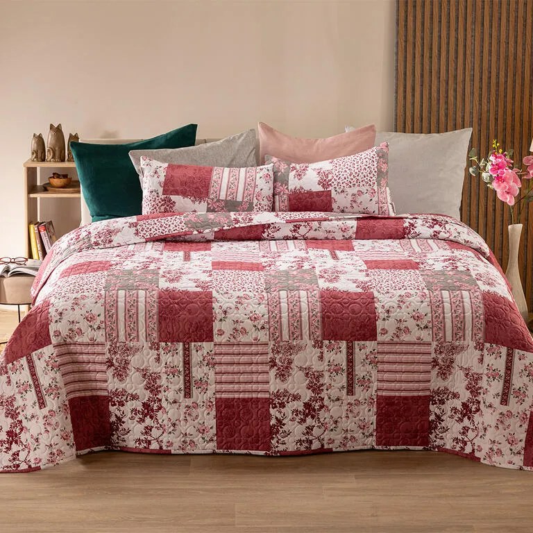 Cuvertură de pat VINTAGE ROSE bordo pat simplu