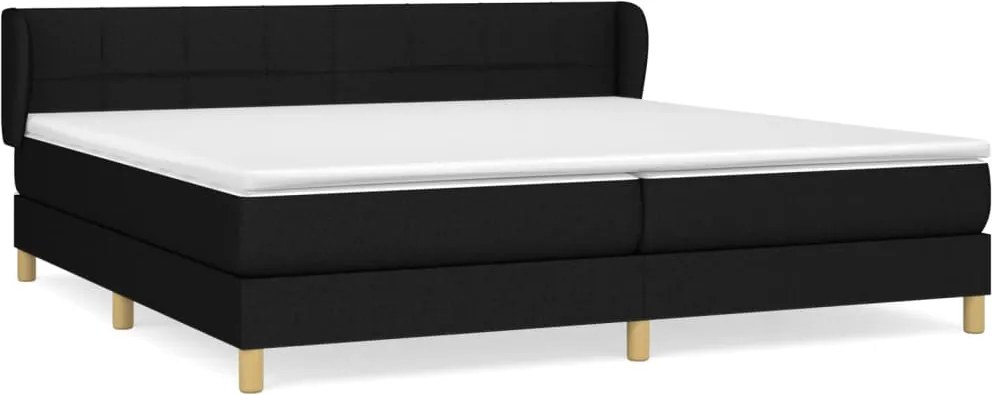 vidaXL Pat box spring cu saltea, negru, 200x200 cm, textil