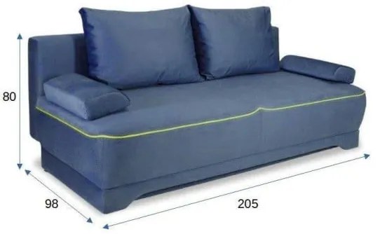Canapea Extensibila Cu Lada Depozitare Parma, Albastru, 205 X 80 X 98 Cm