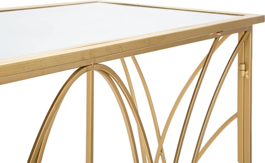 Consola Exy, Mauro Ferretti, 120x40x80 cm, fier, auriu/argintiu