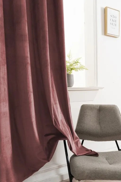 Draperie opaca ELVIO VELVET 140x250 cm, roz prafuit Agatat: Rejansa