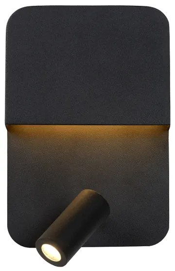 Aplică Lucide 79200/08/30 BOXER LED/5W/230V + LED/5W USB negru