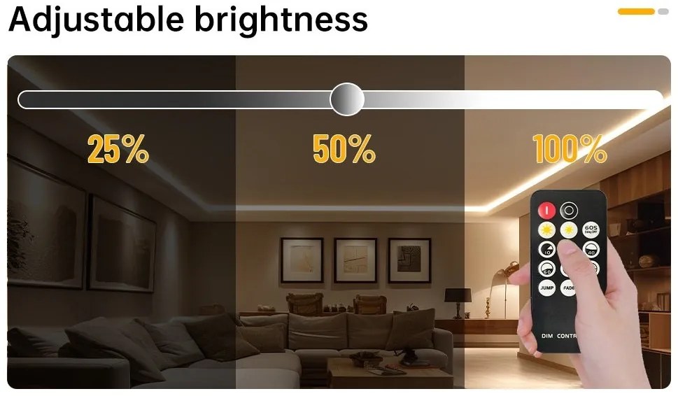Kit Bandă LED COB – 5 m, Lumină Neutră 4000 K, 14 W/m, 24 V cu Telecomandă și Transformator 72 W