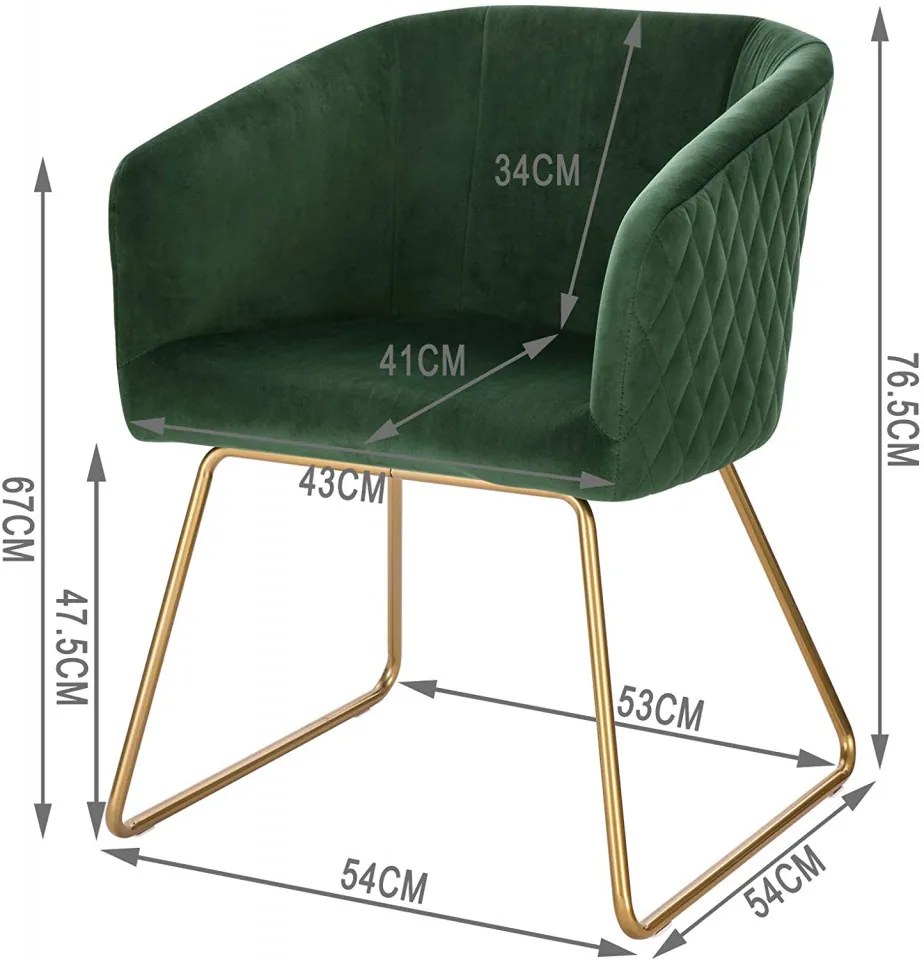 SCAU208 - Scaun masuta toaleta machiaj cosmetica tapitat, scaun living - Verde - Auriu