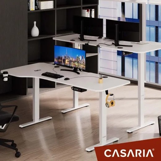 Deuba Birou de birou reglabil pe inaltime alb-160x75x118 cm