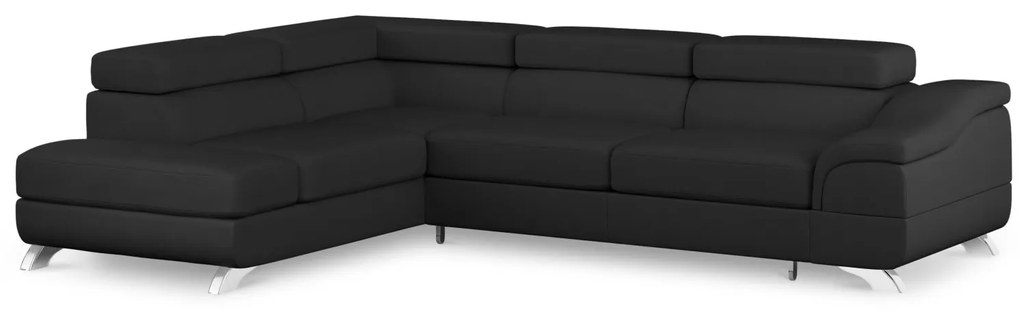 Coltar extensibil Onyx, colt pe partea stanga cu tapiterie din piele ecologica, negru