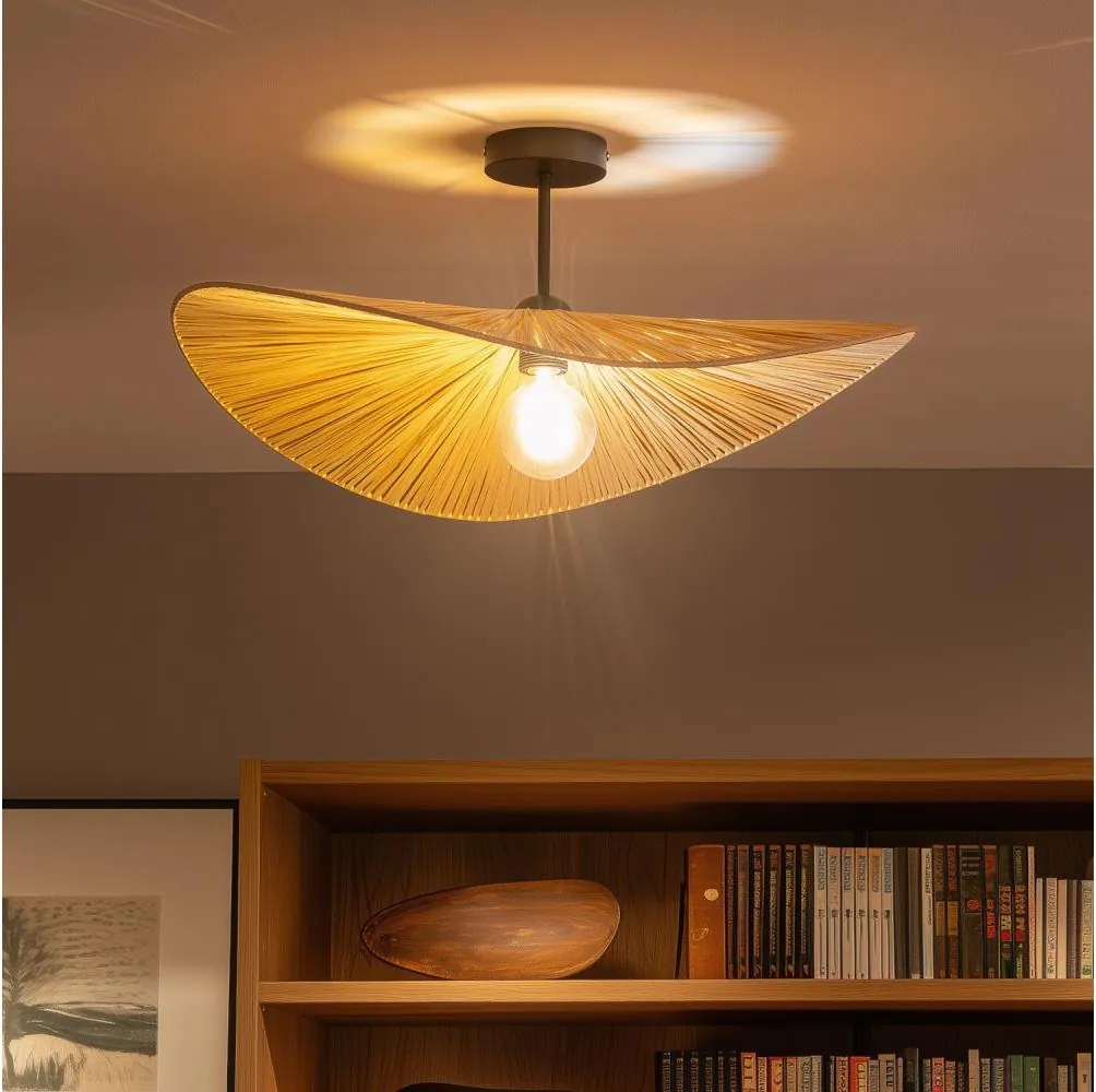 Brilagi - Lustră LED aplicată CERIA BOHO 1xE27/60W/230V Ø 60 cm negru/bej