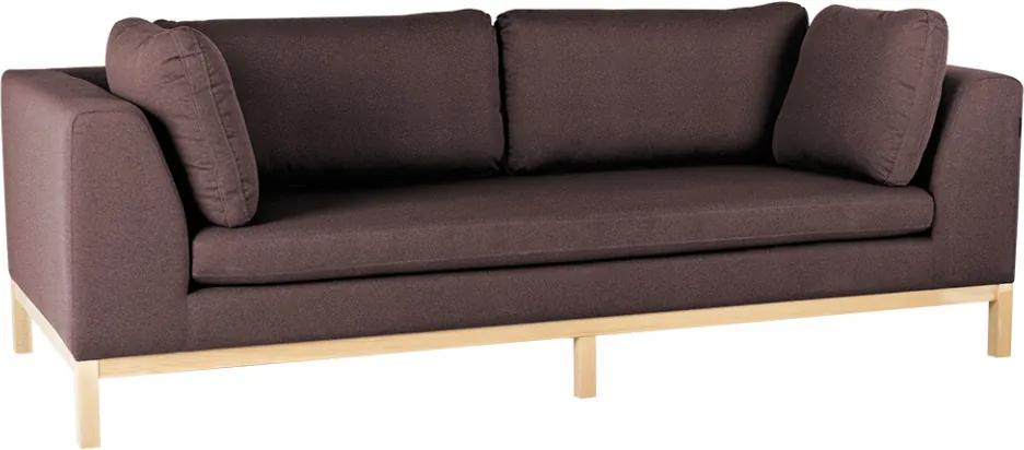 Canapea rosu bordo/maro din textil si lemn pentru 3 persoane Ambient Custom Form