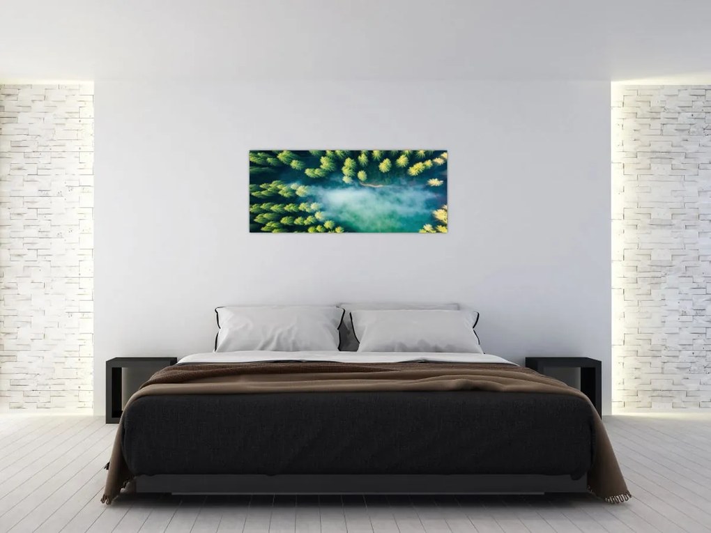 Tablou - O pădure învăluită în ceață (120x50 cm)