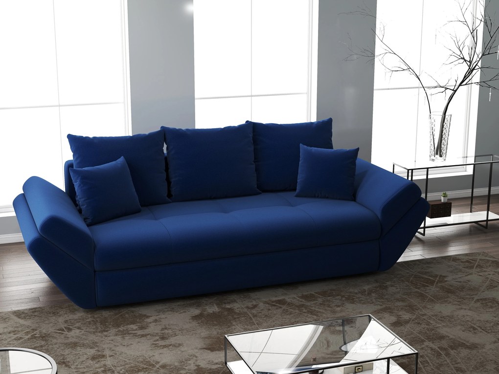 Canapea extensibilă dumonde cu ladă de depozitare si sezut confortabil din spuma high-density, Loana Royal Blue 250x100 cm