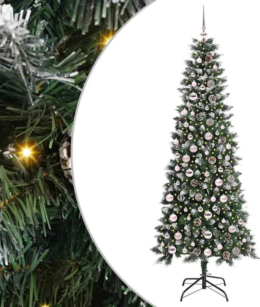 vidaXL Brad de Crăciun artificial Verde 210 cm PVC și Plastic și Oțel