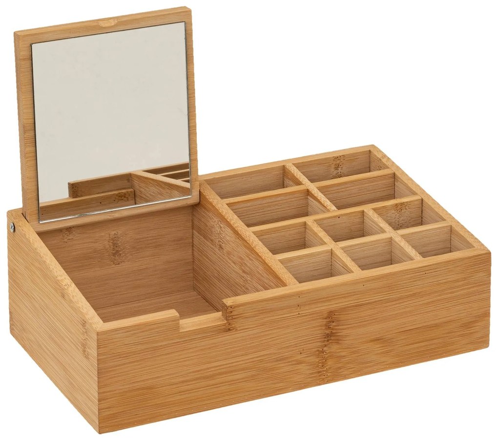 Organizator din bambus cu oglinda, 24 x 14 cm