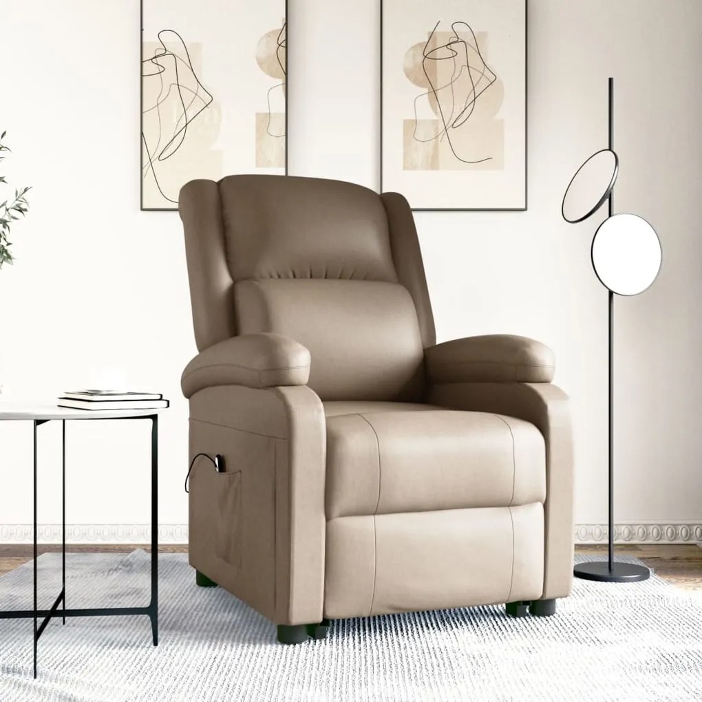 3110870 vidaXL Fotoliu cu ridicare pe verticală, cappuccino, piele ecologică