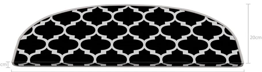 Covorașe pentru scări negre-albe 16 buc. 20x65 cm Madalyon – Vitaus