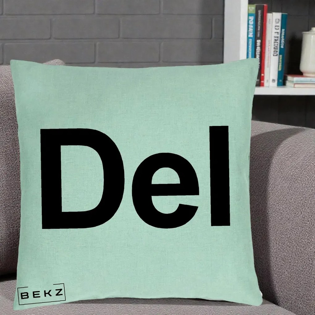 Perna Personalizata Tasta Del Tipografie Bold, 40x40 cm, Verde Menta, Husa Detasabila, Perna Inclusa, BEKZ®