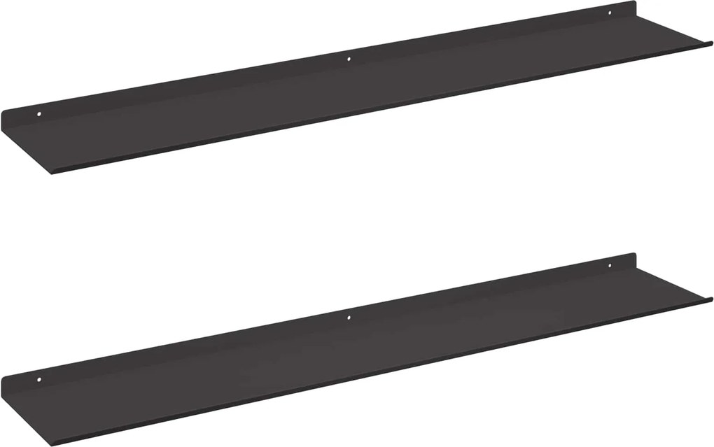 vidaXL Raft suspendat Pe perete 2 pcs Negru 100 x 18 x 2,5 cm Oțel