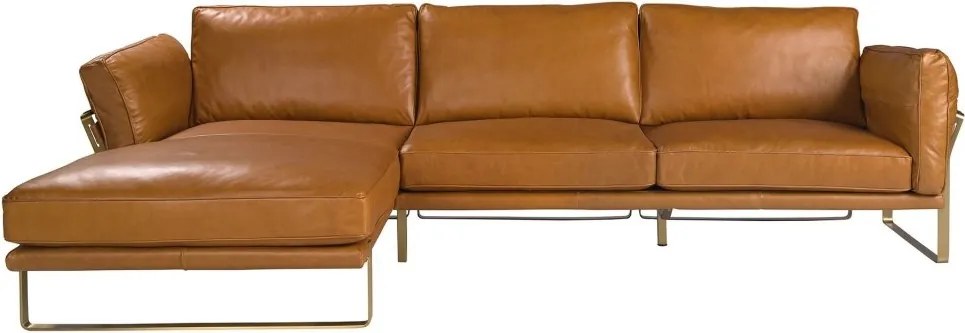 Coltar LUX design italian cu sezlong stanga Cowhide camel