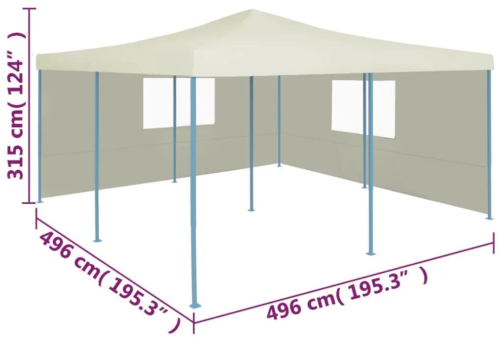 Pavilion pliabil cu 2 pereti laterali, crem, 5 x 5 m Crem, 5 x 5 m