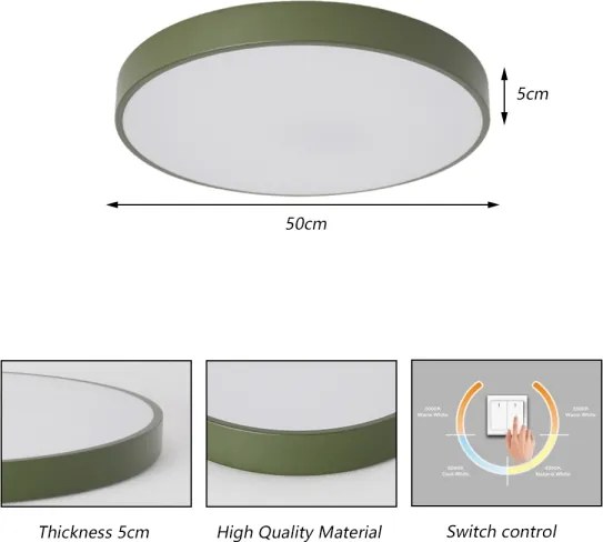 Brilagi - Plafonieră LED POOL, 60 W, 230 V, 3000/4000/6000 K, 50 cm, verde