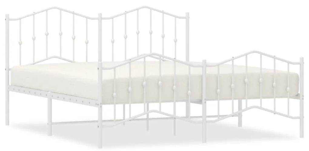373861 vidaXL Cadru pat metalic cu tăblie de cap/picioare , alb, 183x213 cm