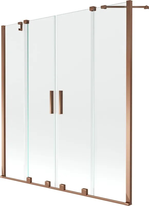 Mexen Velar Duo paravan de baie cu 2 aripi culisante 160 x 150 cm, transparent, aur roz - 896-160-000-02-60