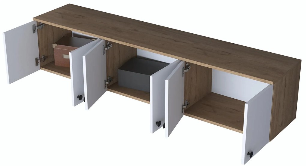 Dulap de perete Eladona 3 (Nuc + alb + negru). Promo -16%. 1107360