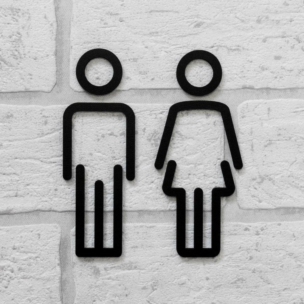 DUBLEZ | Semn indicator din lemn pentru ușa WC - Femei/Bărbați