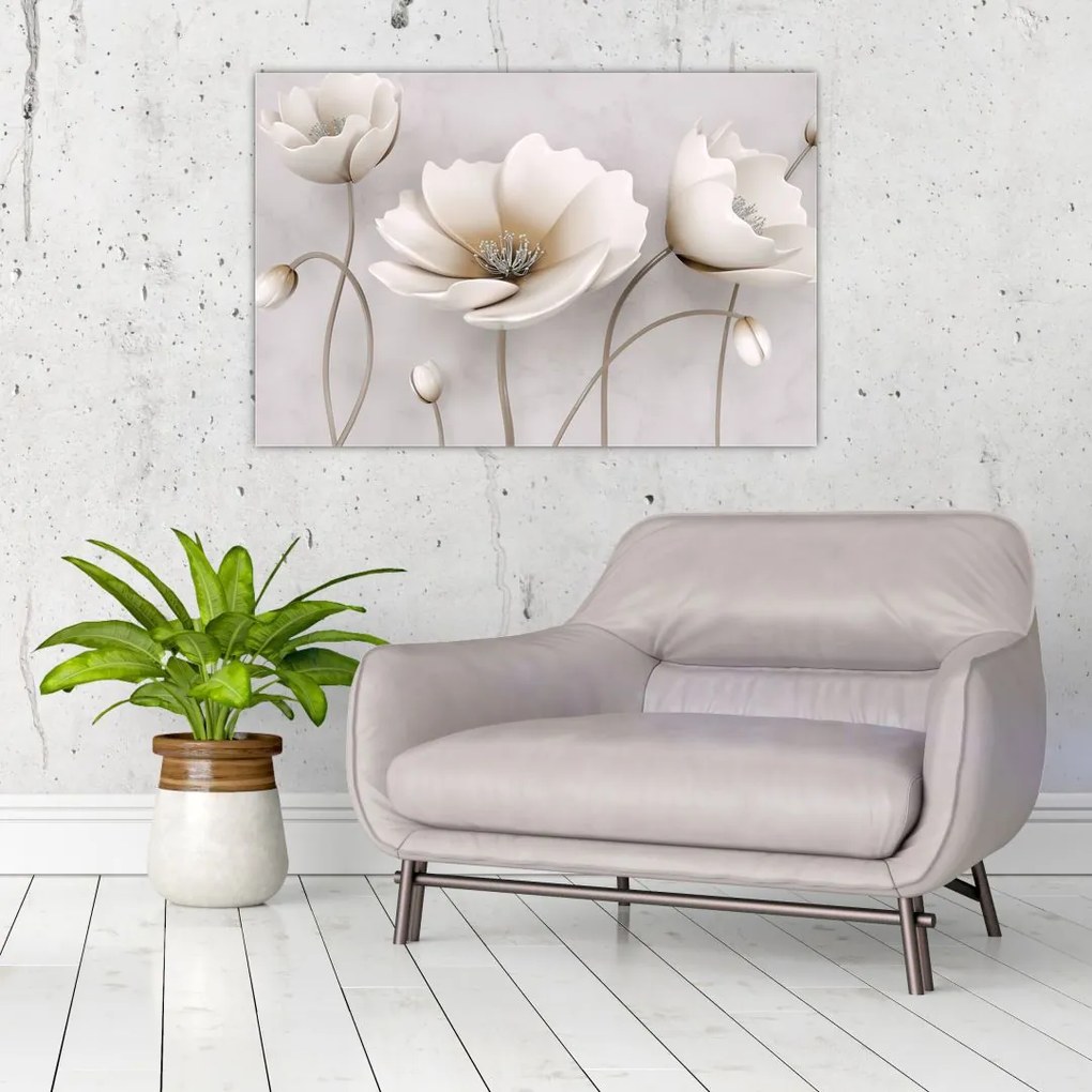 Tablou cu florile albe (90x60 cm)