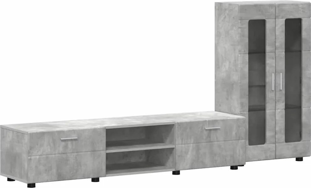 vidaXL Set comodă TV cu sertar FLORIN Gri din beton Lemn compozit