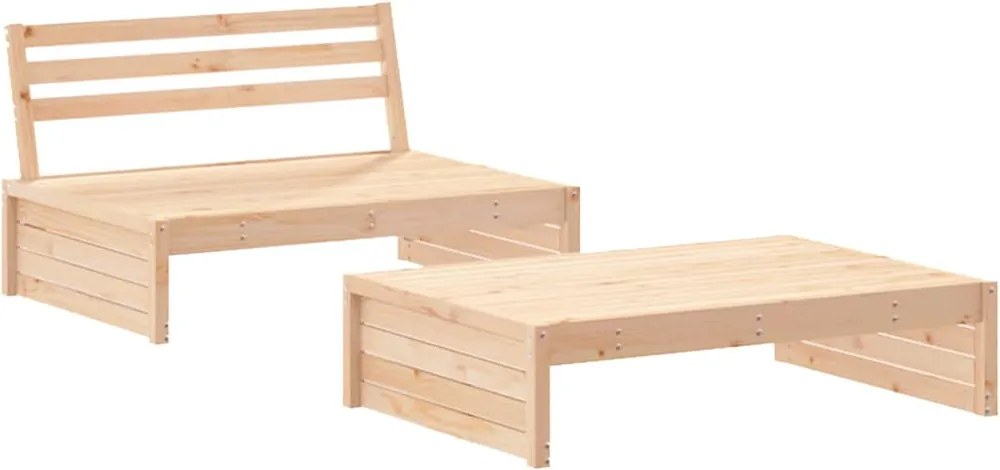 vidaXL Set mobilier relaxare de grădină, 2 piese, lemn masiv de pin
