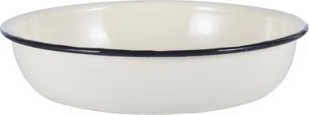 Castron emailat Rosberg R51222OR22, 22x5 cm, Margine rotunjita, Alb
