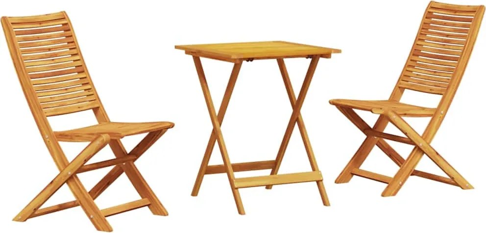 vidaXL Set Bistro Pliabil 3 pcs Maro Lemn Solid de Acacia