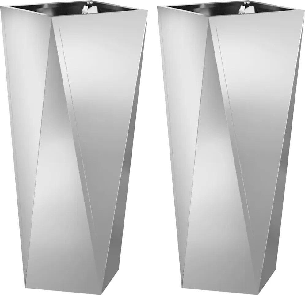 vidaXL Jardinieră 2 pcs Argintiu 30 x 30 x 75 cm Oțel Galvanizat