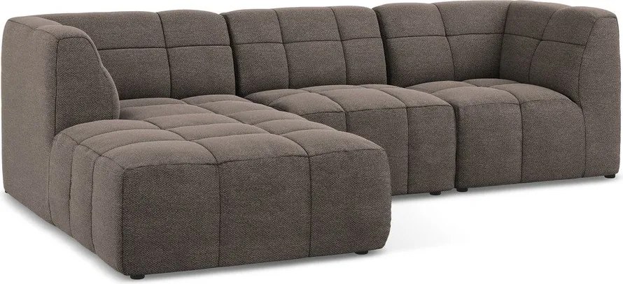 Colțar maro cu tapițerie din țesătură bouclé (cu colț pe partea stângă/cu șezlong) Aloha – Makamii