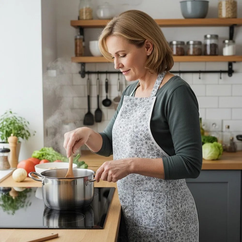 Șorț din bumbac cu flori