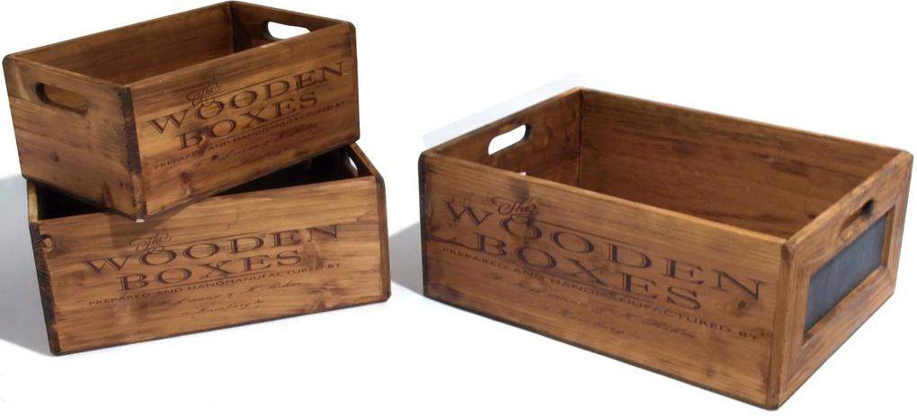 Franz Set 3 cutii din lemn vintage maro