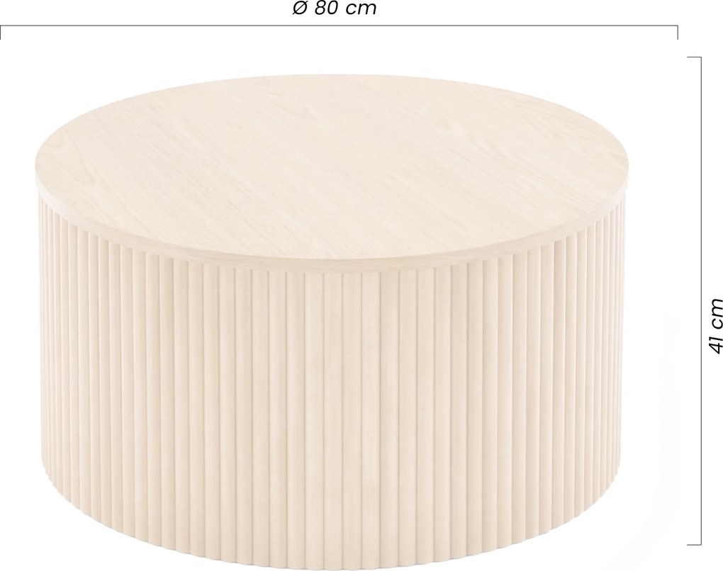 Măsuță de cafea rotundă Tamis 80 cm - natur