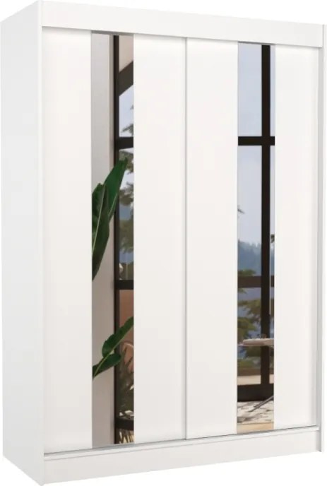 Dulap cu usi glisante si oglinda 150x215 cm, Balton, ADRK Furniture (Culoare: Negru)