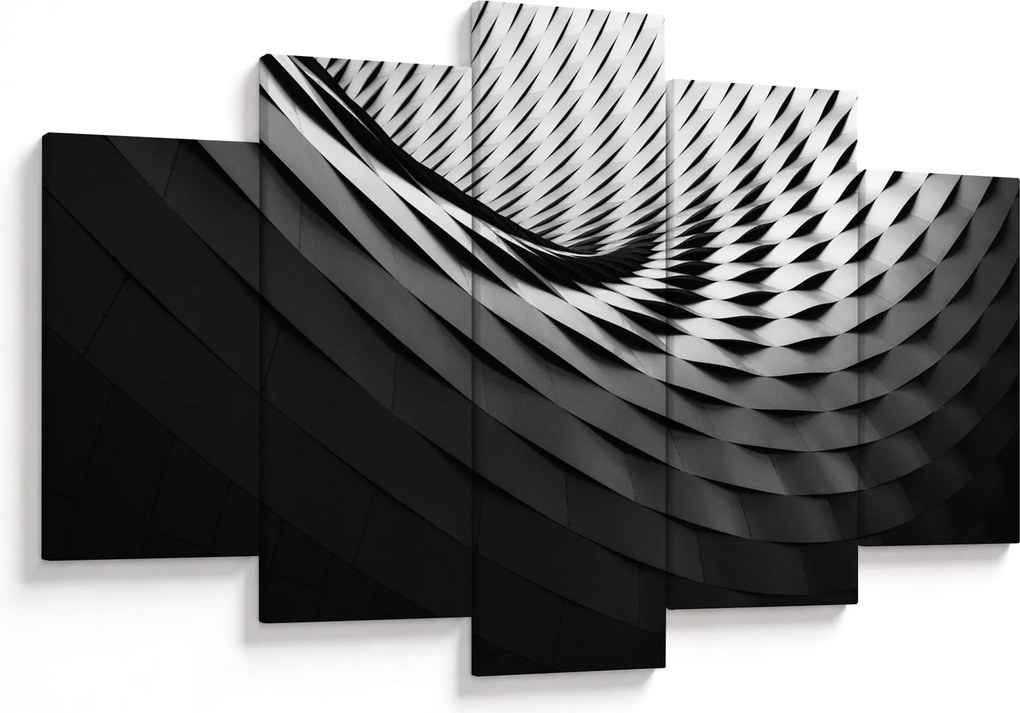 Tablou abstract - spirală alb neagră (150x105 cm)
