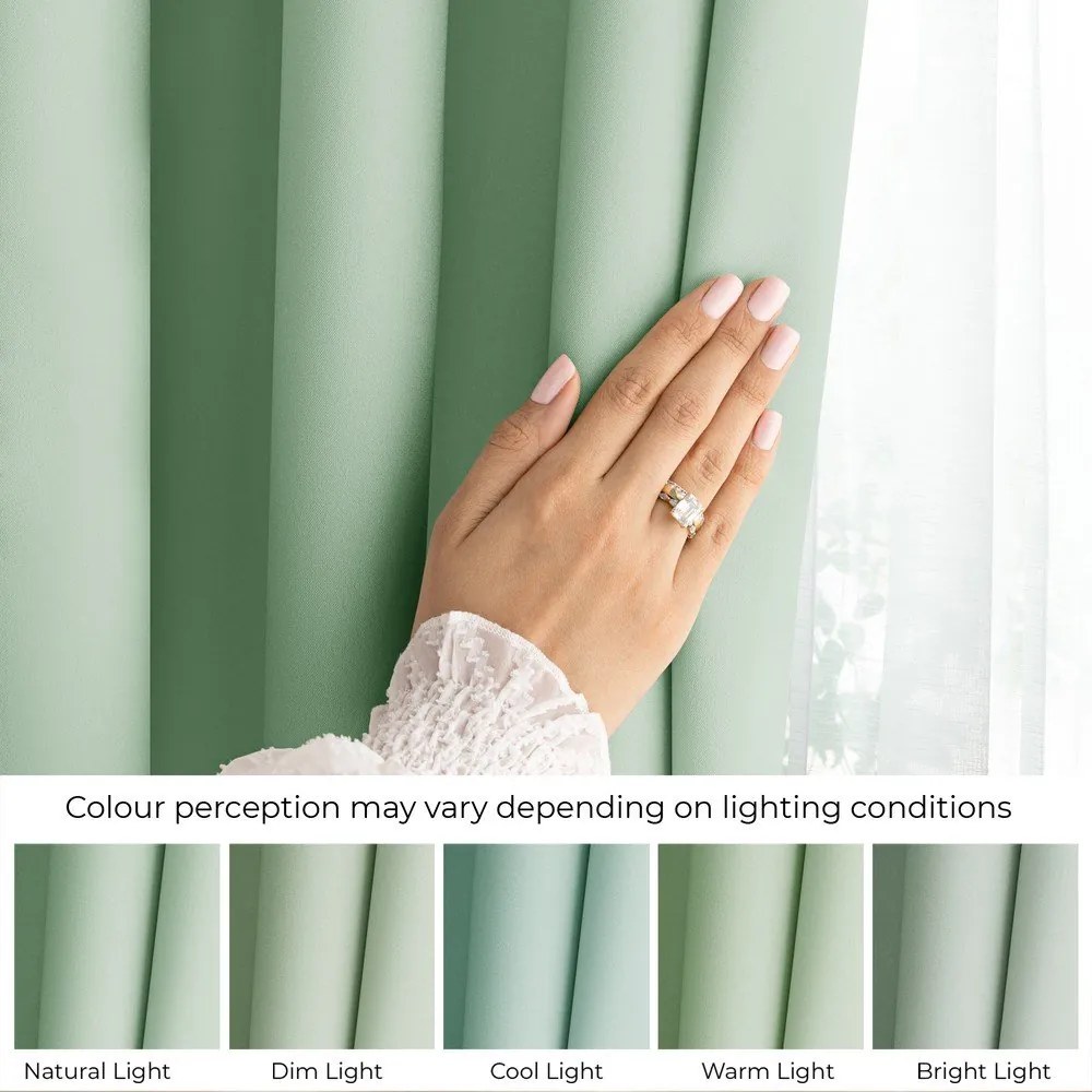 Draperie verde-mentă dimout (semi-opacă) 140x270 cm Carli – Restilo