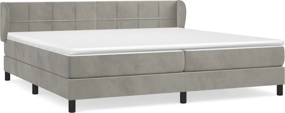 vidaXL Pat box spring cu saltea, gri deschis, 200x200 cm, catifea