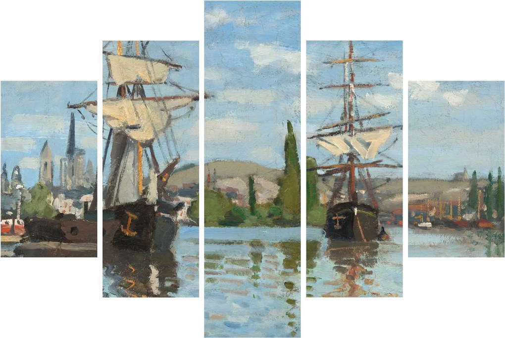 Tablou - Claude Monet, Ships Riding on the Seine at Rouen, reproducere (150x105 cm)