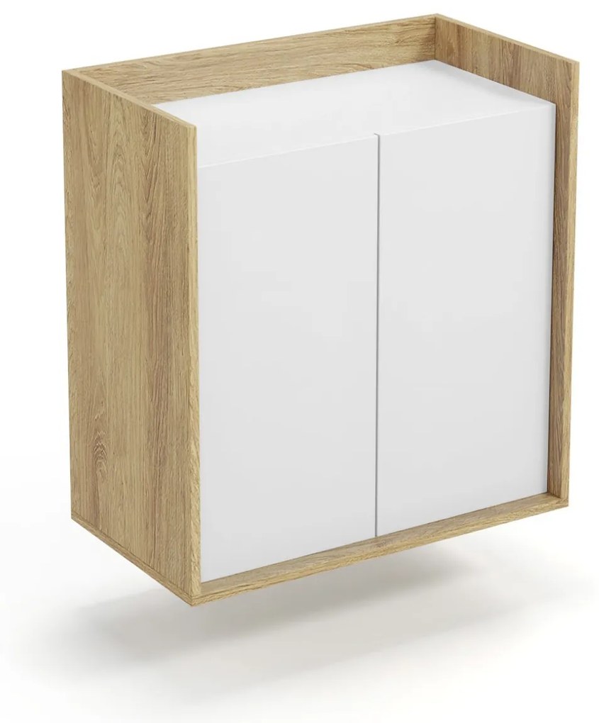 Corp depozitare modular Mobius 2D natur/alb – H83 cm