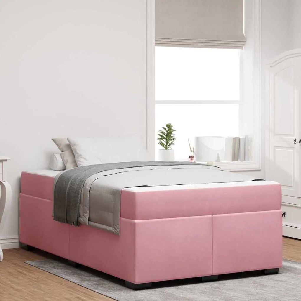 vidaXL Cadru de pat cu saltea Altele Roz 120 x 190 cm Catifea